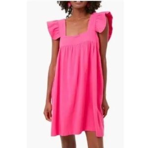 Tuckernuck Pomander Place Camellia Hazel Hot Pink Flutter Sleeve Dress Size M